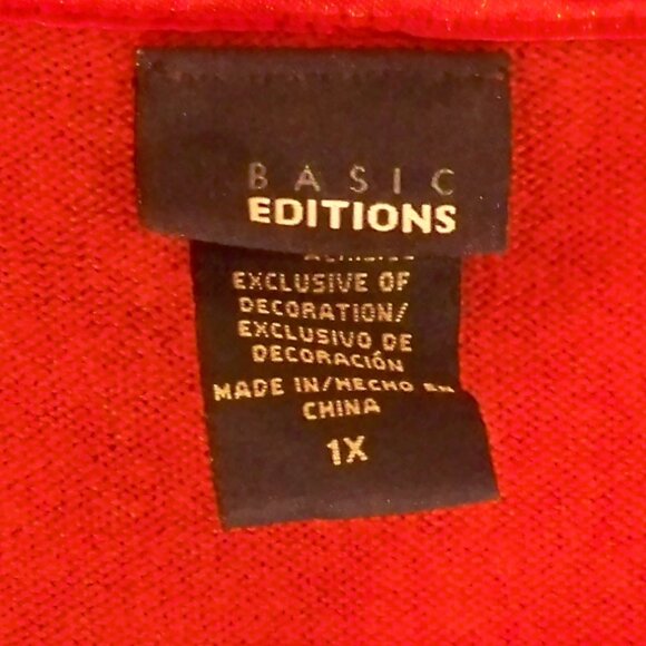 Basic Editions, Red Long Sleeve *Shirt, 1X - Picture 4 of 7